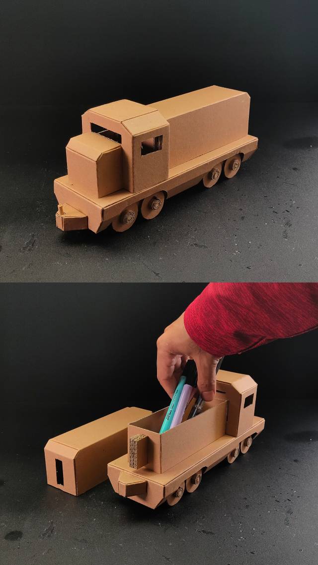 Finished DIY Cardboard Train Locomotive template