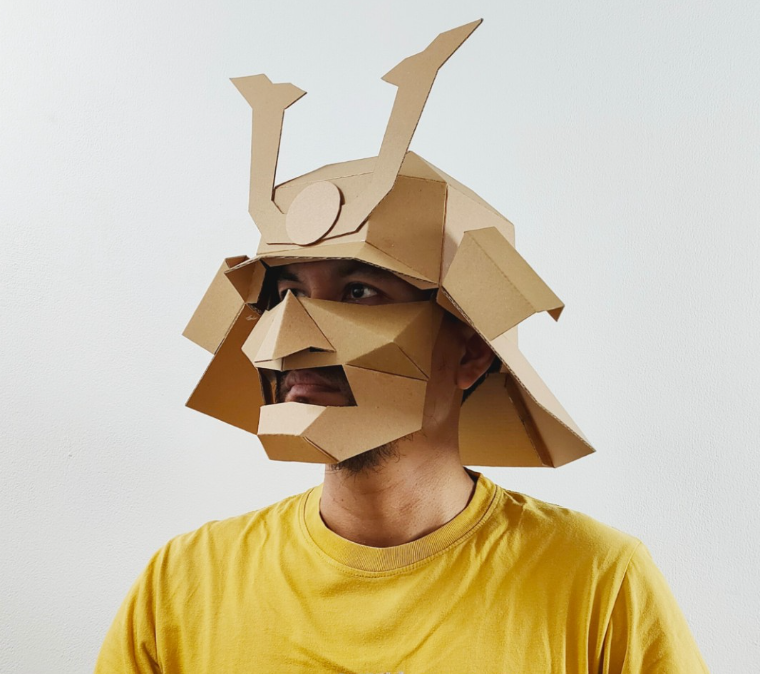 Cardboard Samurai helmet and mask Templates