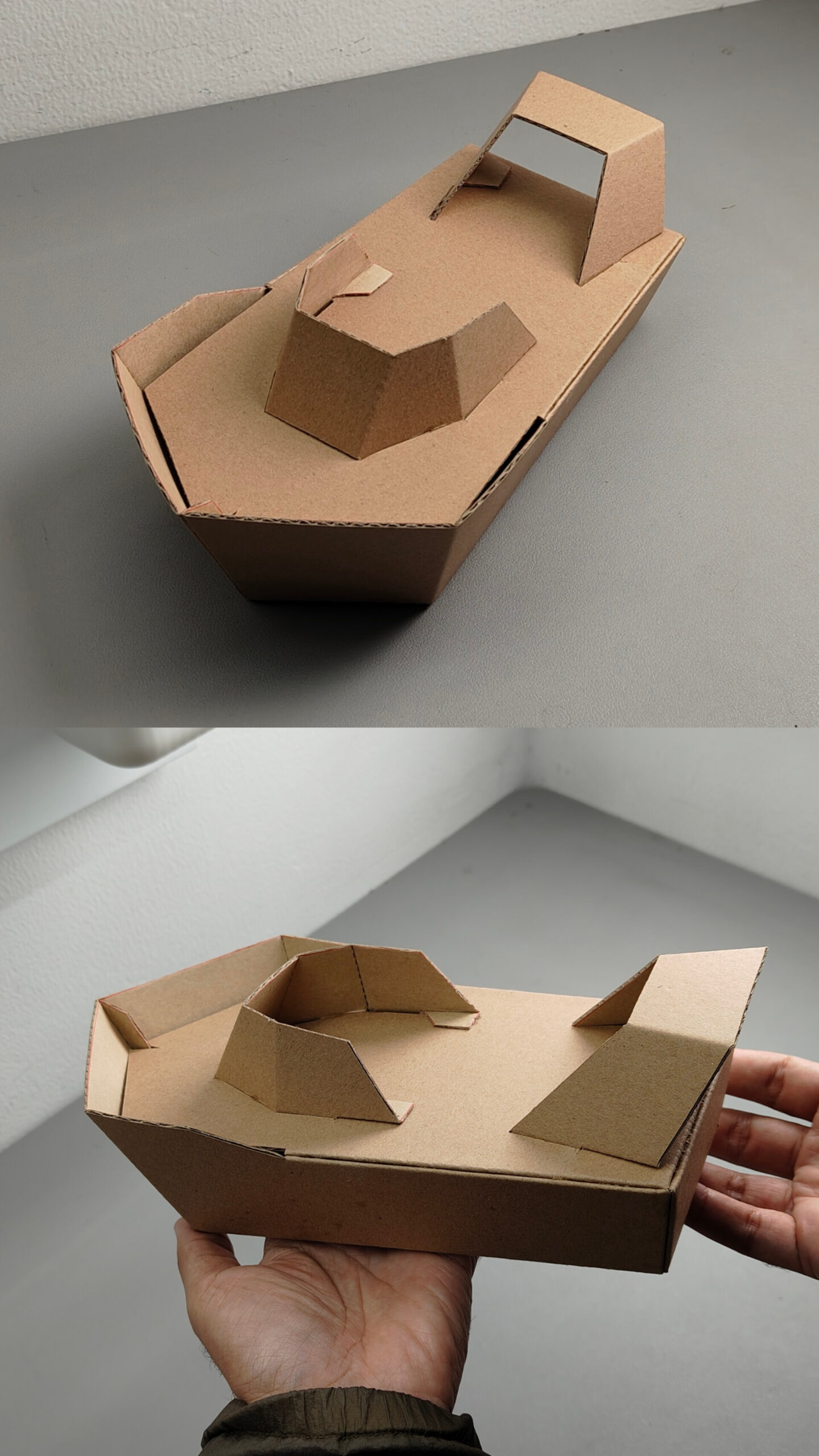 Finished DIY Cardboard simple boat template