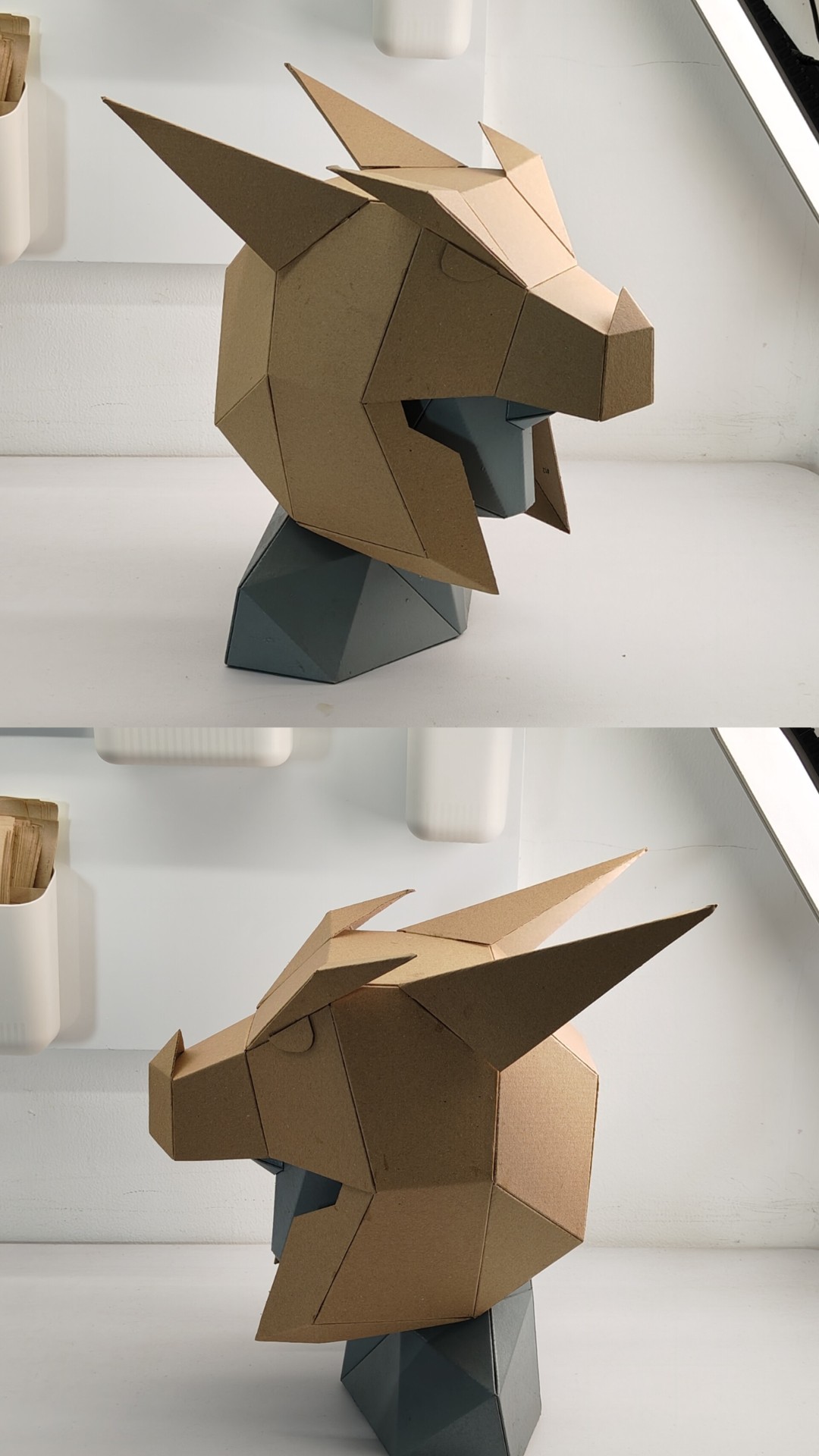 Finished DIY Cardboard Dragon Helmet template