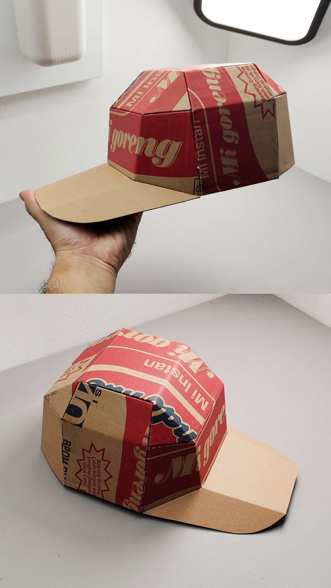 Finished DIY Cardboard Baseball Hat template