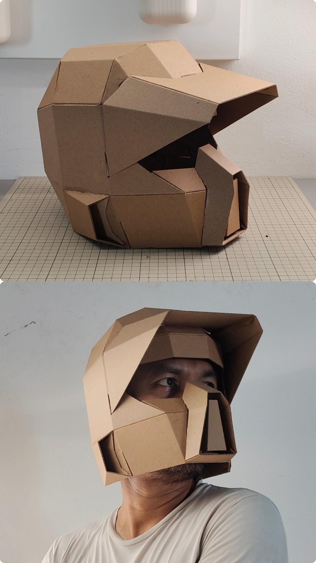 Finished DIY Cardboard Sci-fi helmet template