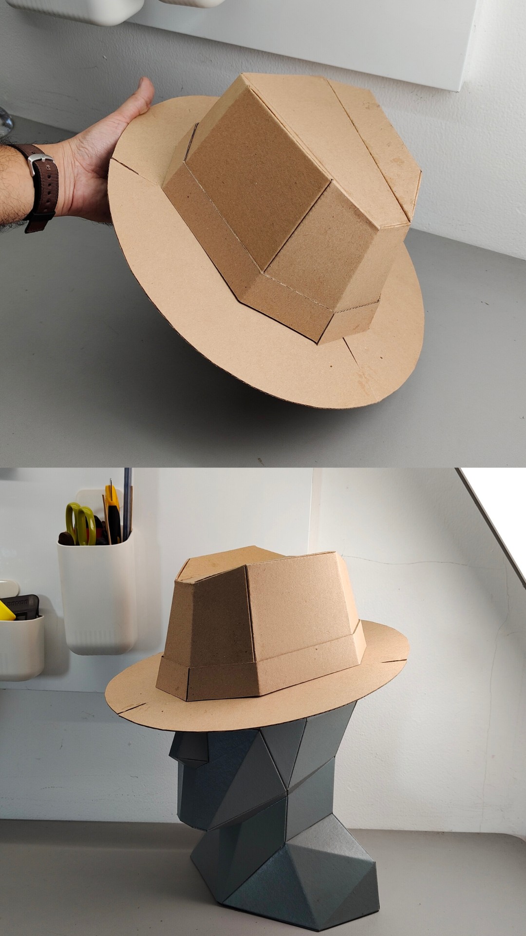 Finished DIY Cardboard Fedora Hat template