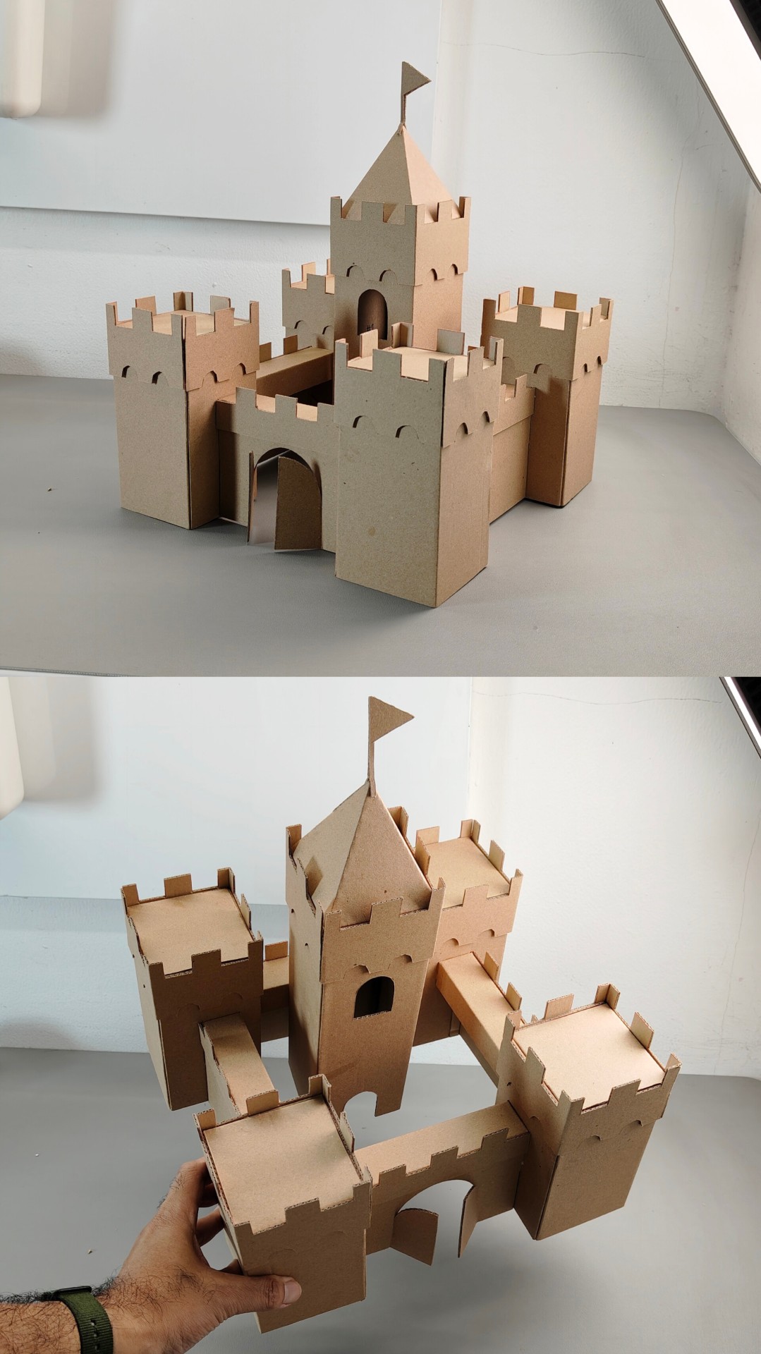 Finished DIY Cardboard Castle or Fortress template