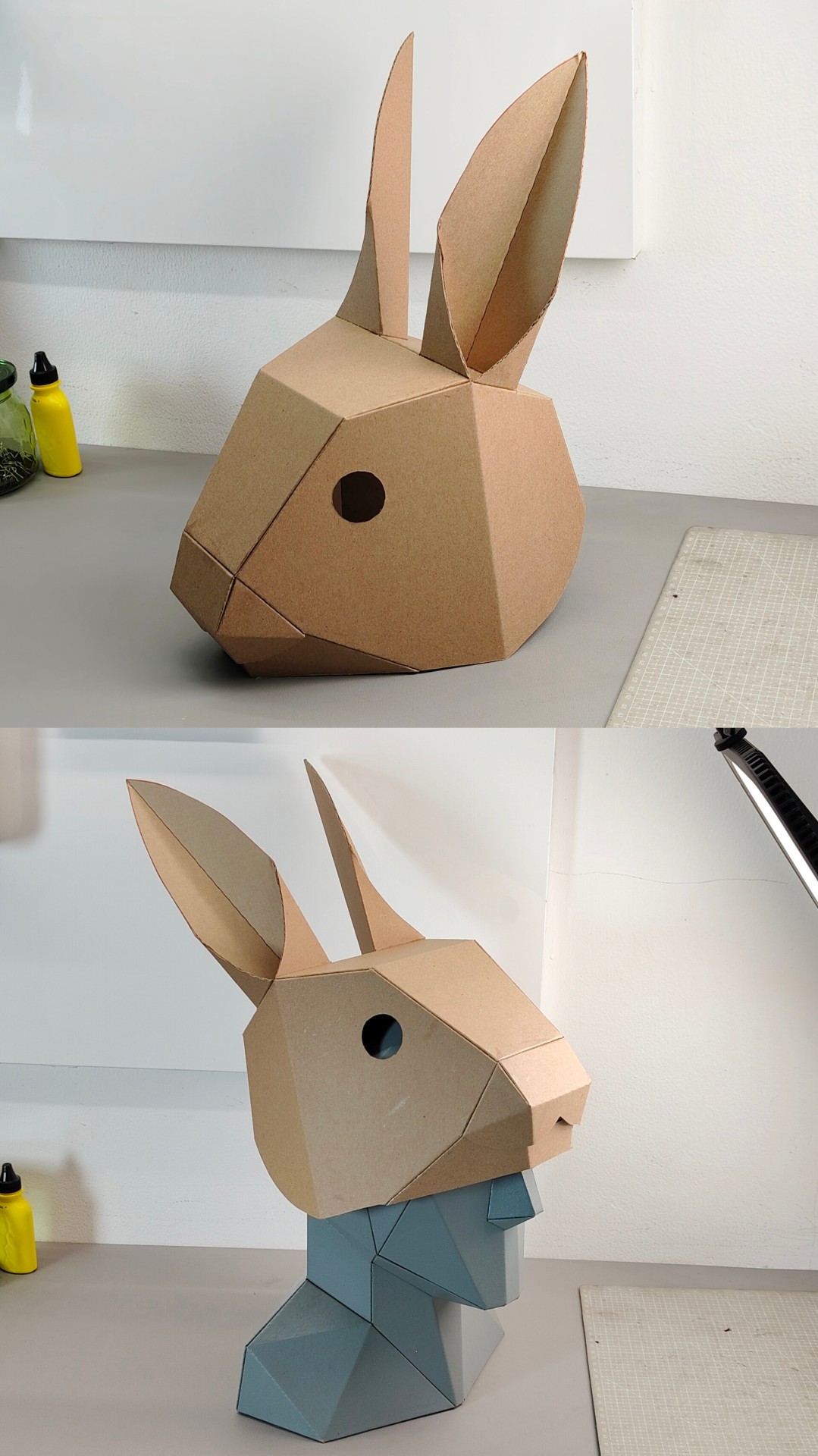 Finished DIY Cardboard Bunny or Rabbit Hat template