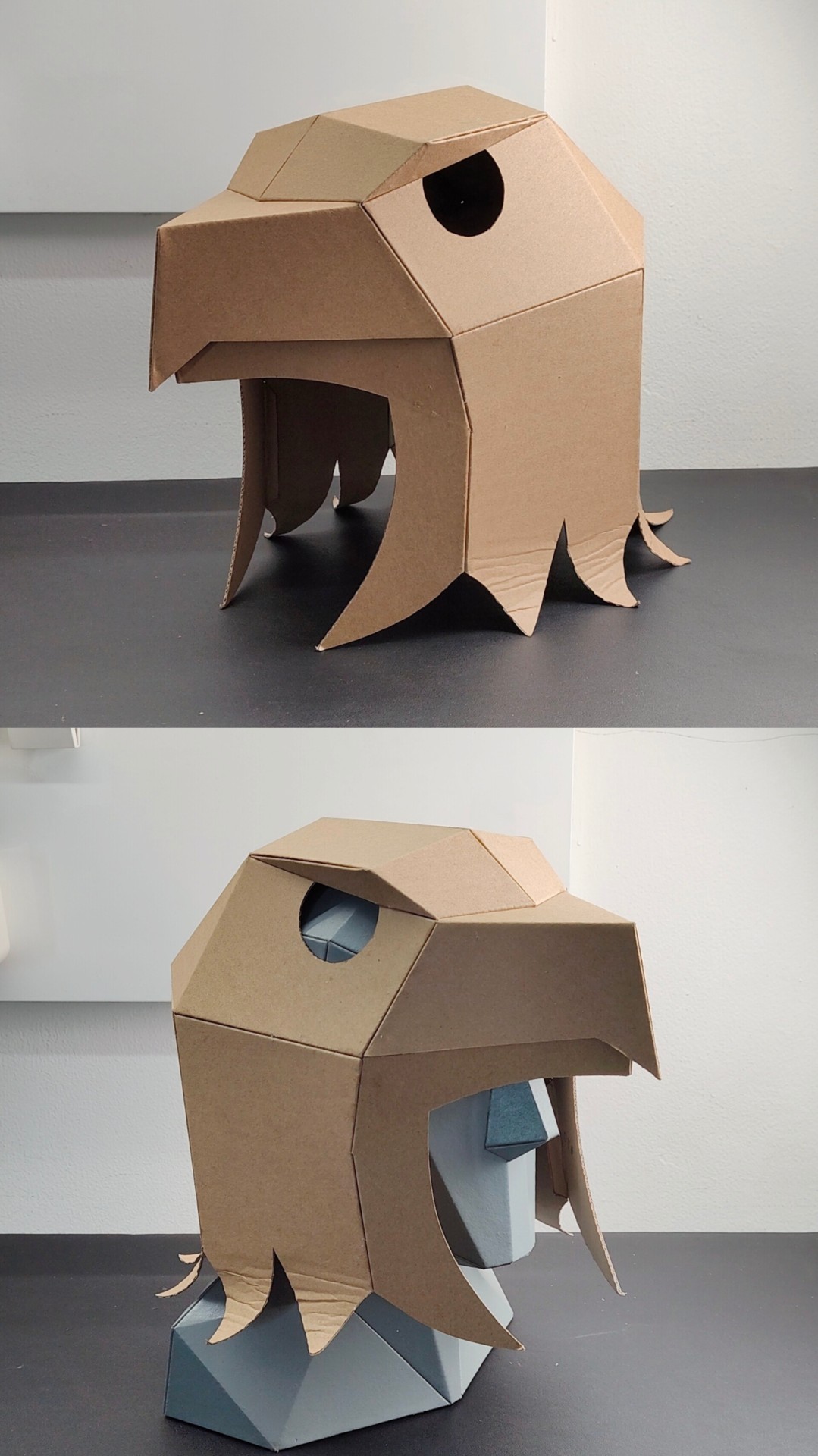 Finished DIY Cardboard Falcon Head Helmet template