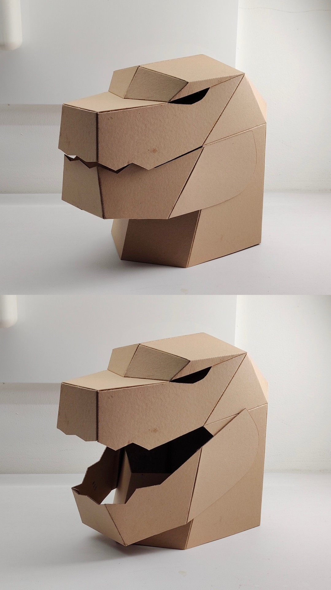 Finished DIY Cardboard Kaiju head template