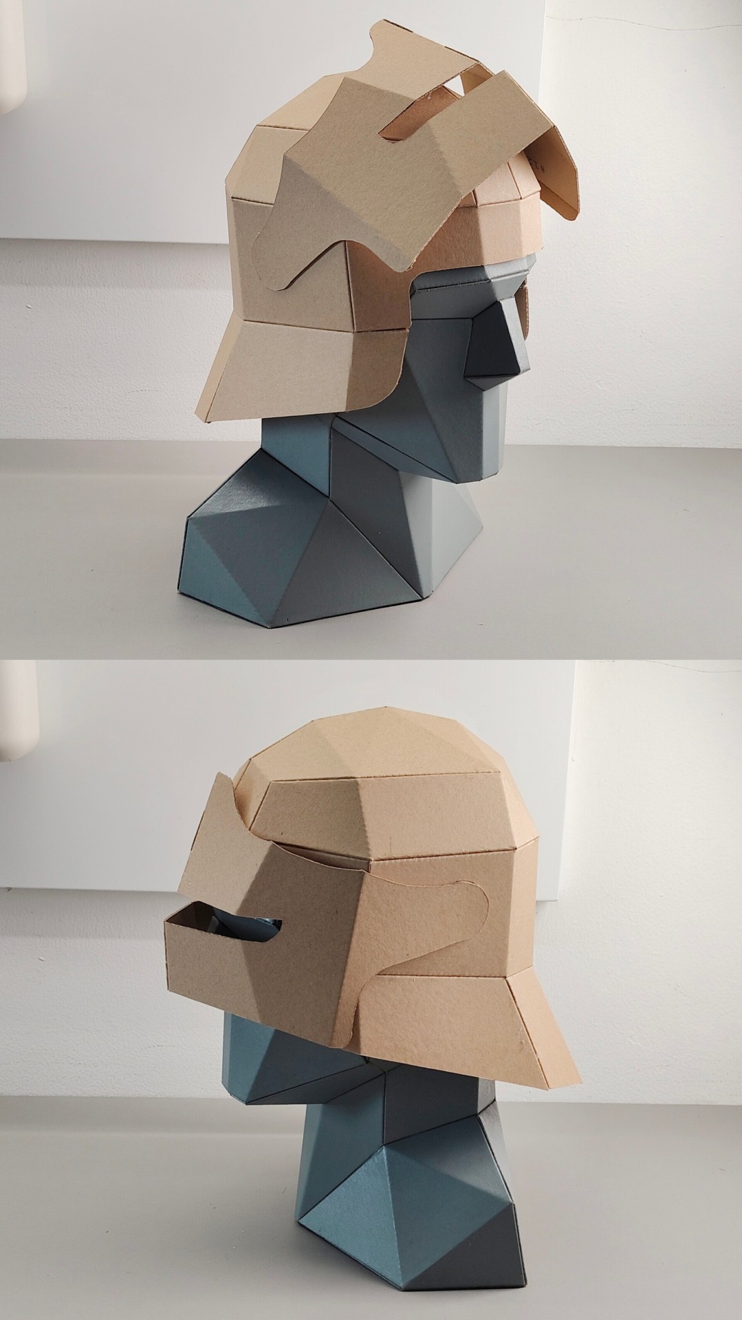 Finished DIY Cardboard Sallet Knight Helmet template