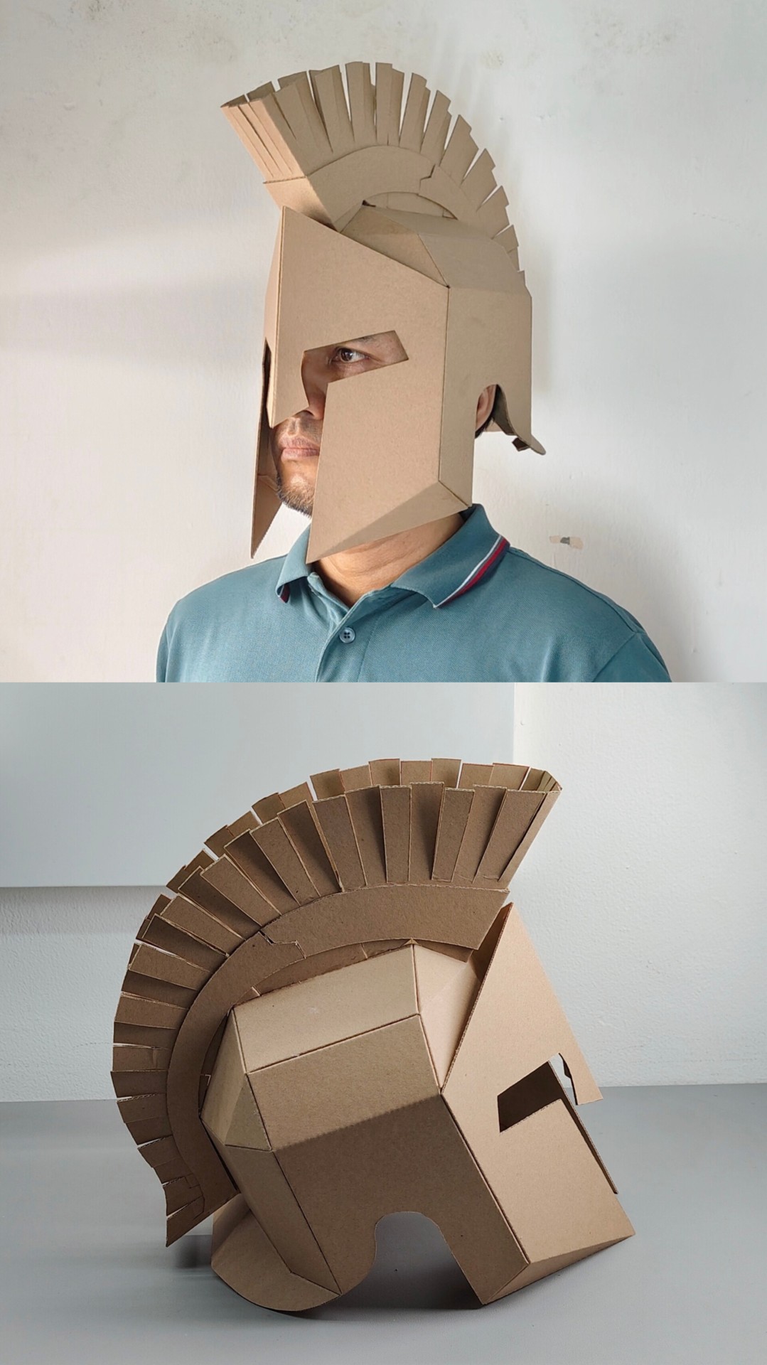 Finished DIY Cardboard Spartan Helmet template